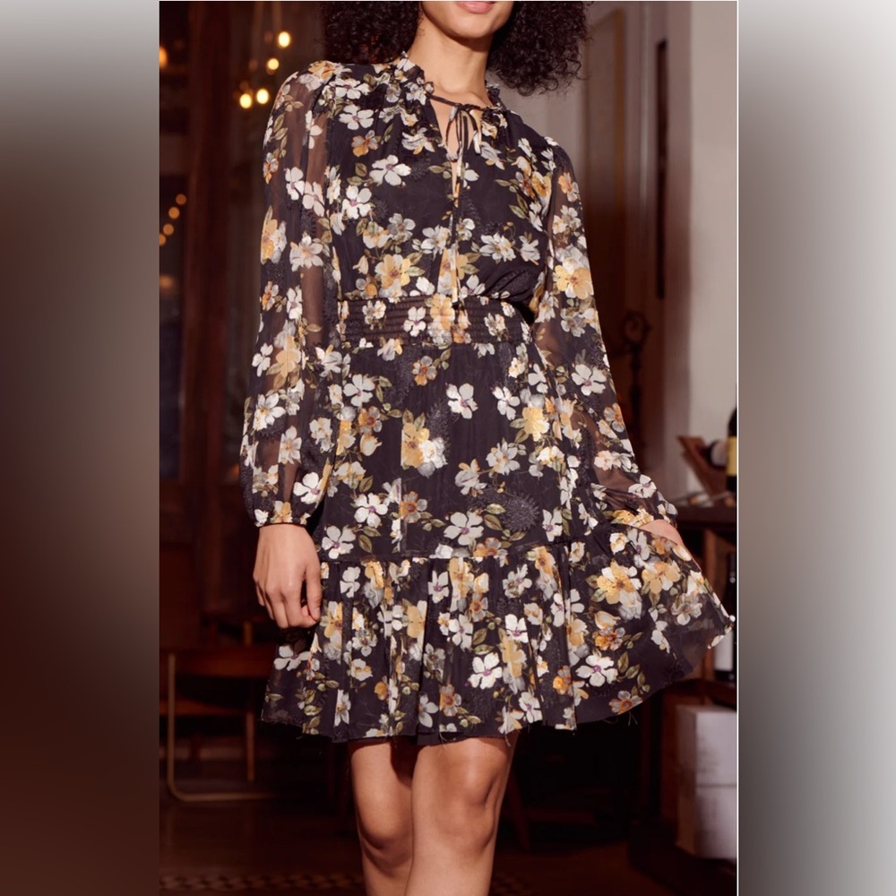 Lucy Paris Long Sleeve Floral Tiered Dress